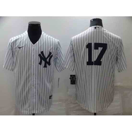 Men New York Yankees #17 Aaron Boone White Cool Base Stitched Baseball jersey
