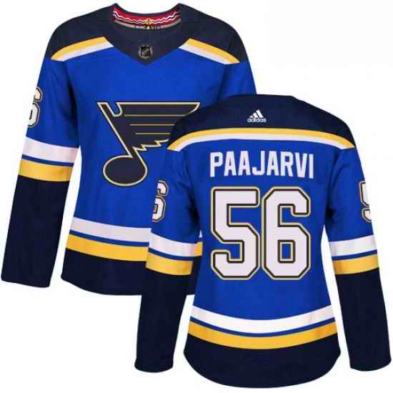 Womens Adidas St Louis Blues #56 Magnus Paajarvi Premier Royal Blue Home NHL Jersey