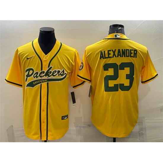 Men Green Bay Packers #23 Jaire Alexander Gold With Patch Cool Base Stitched Baseball Jersey