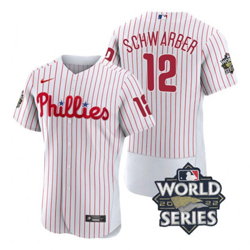 Phillies #12 Kyle Schwarber White Nike 2022 World Series Flexbase Jersey