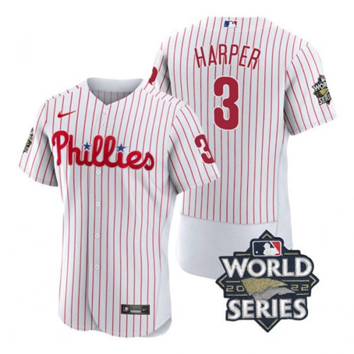 Phillies #3 Bryce Harper White Nike 2022 World Series Flexbase Jersey