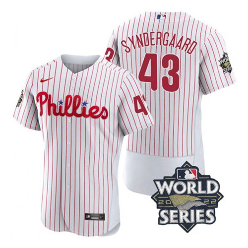 Phillies #43 Noah Syndergaard White Nike 2022 World Series Flexbase Jersey