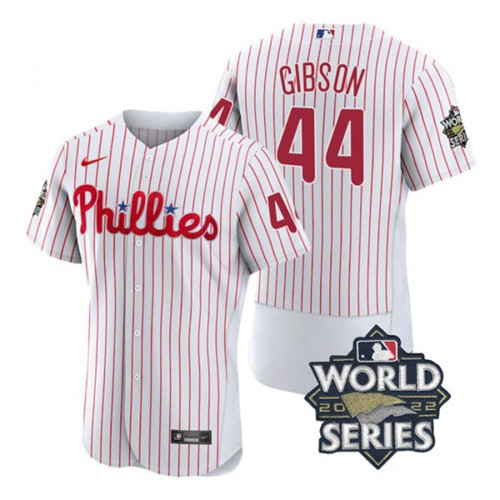 Phillies #44 Kyle Gibson White Nike 2022 World Series Flexbase Jersey