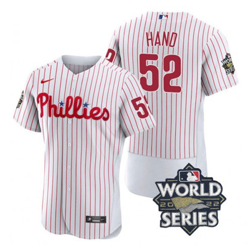 Phillies #52 Brad Hand White Nike 2022 World Series Flexbase Jersey