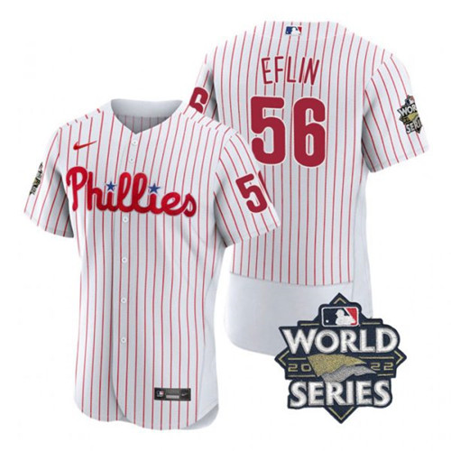 Phillies #56 Zach Eflin White Nike 2022 World Series Flexbase Jersey