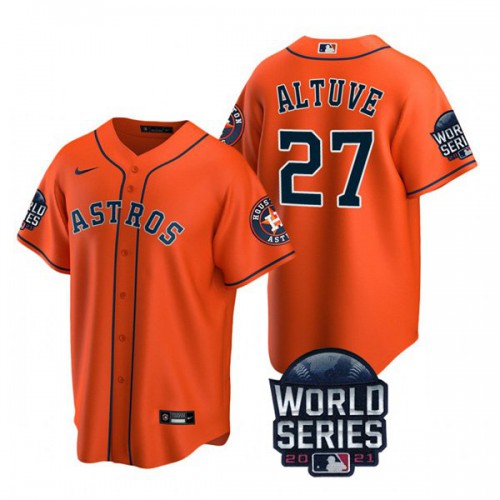 Houston Houston Astros #27 Jose Altuve Men’s Nike 150th Anniversary 2021 World Series Game MLB Jersey – Orange Men’s