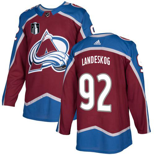 Adidas Colorado Avalanche #92 Gabriel Landeskog Burgundy 2022 Stanley Cup Final Patch Home Authentic Stitched NHL Jersey Men’s