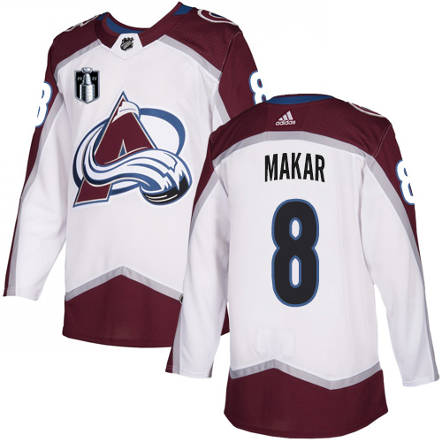 Adidas Colorado Avalanche #8 Cale Makar White 2022 Stanley Cup Final Patch Road Authentic Stitched NHL Jersey Men’s