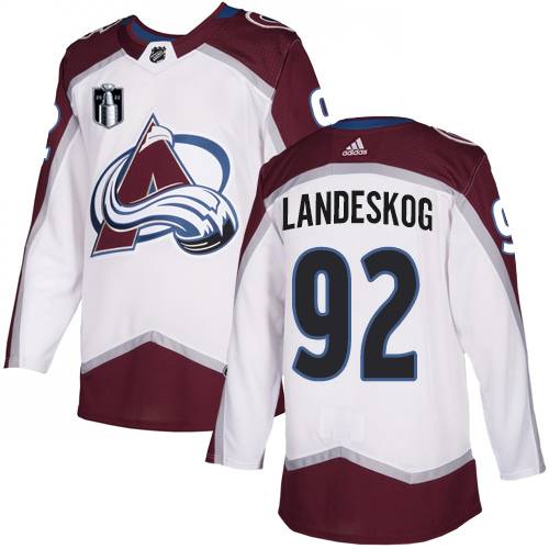 Adidas Colorado Avalanche #92 Gabriel Landeskog White 2022 Stanley Cup Final Patch Road Authentic Stitched NHL Jersey Men’s