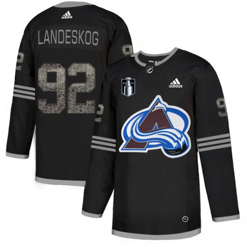 Adidas Colorado Avalanche #92 Gabriel Landeskog Adidas 2022 Stanley Cup Final Patch Men’s Hockey Fights Adidas Colorado Avalanche NHL Jersey Black Men’s