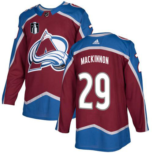 Adidas Colorado Avalanche #29 Nathan MacKinnon Burgundy 2022 Stanley Cup Final Patch Home Authentic Stitched NHL Jersey Men’s