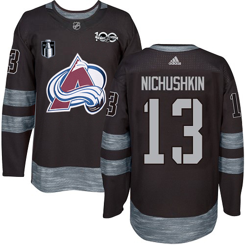 Adidas Colorado Avalanche #13 Valeri Nichushkin Black 2022 Stanley Cup Final Patch 100th Anniversary Stitched NHL Jersey Men’s