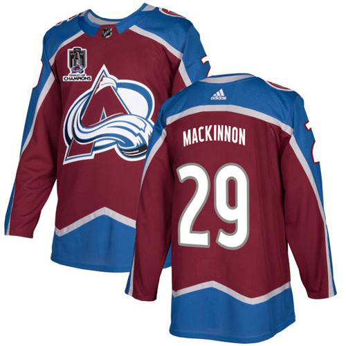 Adidas Colorado Avalanche #29 Nathan MacKinnon Burgundy 2022 Stanley Cup Champions Burgundy Home Authentic Stitched NHL Jersey Men’s