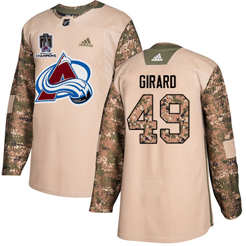 Adidas Colorado Avalanche #49 Samuel Girard Camo Authentic 2022 Stanley Cup Champions Veterans Day Stitched NHL Jersey Men’s