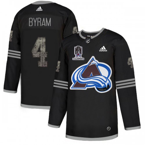 Adidas Colorado Avalanche #4 Bowen Byram Black 2022 Stanley Cup Champions Authentic Classic Stitched NHL Jersey Men’s