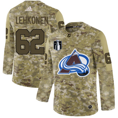 Adidas Colorado Avalanche #62 Artturi Lehkonen Camo 2022 Stanley Cup Final Patch Authentic Stitched NHL Jersey Men’s