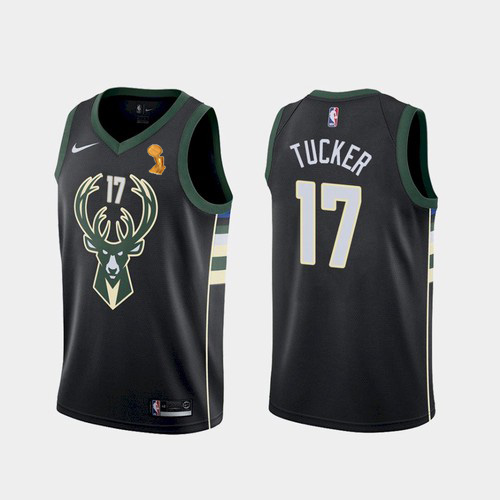 Nike Milwaukee Bucks #17 P.J. Tucker 2021 NBA Finals Champions Swingman Statement Edition Jersey Black Men’s