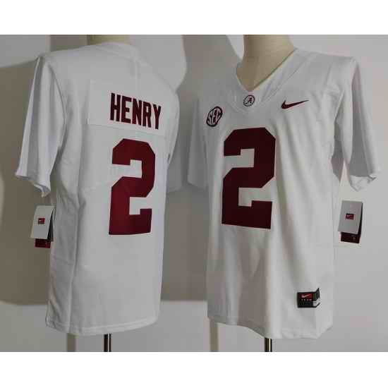Men Alabama Crimson Tide #2 Derrick Henry White College Football Jersey->alabama crimson tide->NCAA Jersey