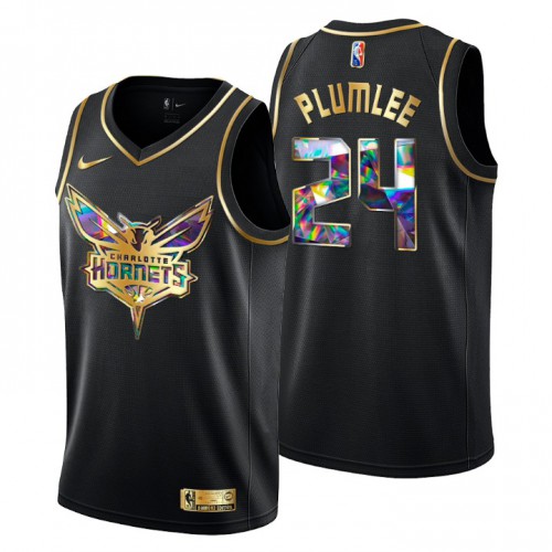 Charlotte Charlotte Hornets #24 Mason Plumlee Men’s Golden Edition Diamond Logo 2021/22 Swingman Jersey – Black Men’s->charlotte hornets->NBA Jersey