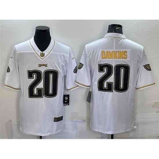 Men Philadelphia Eagles #20 Brian Dawkins White Gold Limited Stitched Jersey