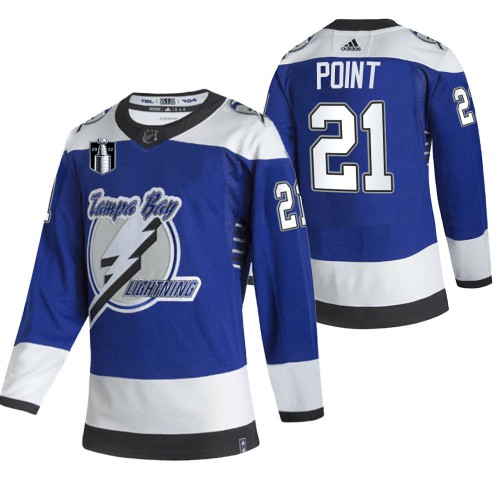 Tampa Bay Tampa Bay Lightning #21 Brayden Point Blue Men’s Adidas 2022 Stanley Cup Final Patch Reverse Retro Alternate NHL Jersey Men’s