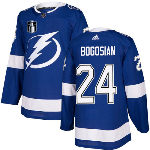 Adidas Tampa Bay Lightning #24 Zach Bogosian Blue 2022 Stanley Cup Final Patch Home Authentic Stitched NHL Jersey Men’s