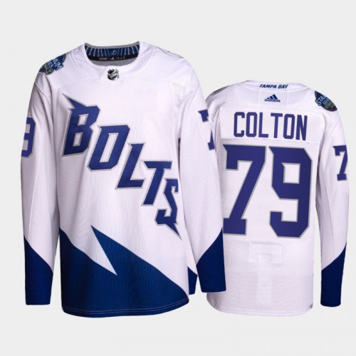 Adidas Tampa Bay Lightning #79 Ross Colton Men’s 2022 Stadium Series Authentic NHL Jersey – White Men’s