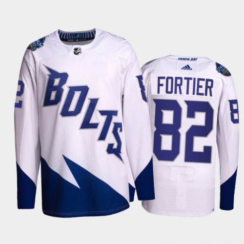 Adidas Tampa Bay Lightning #82 Gabriel Fortier Men’s 2022 Stadium Series Authentic NHL Jersey – White Men’s