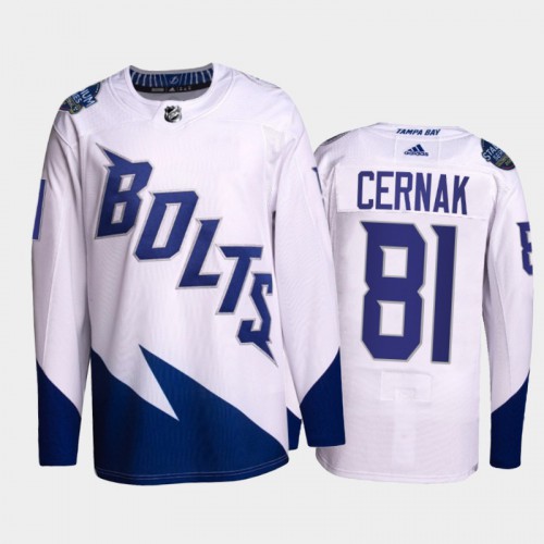 Adidas Tampa Bay Lightning #81 Erik Cernak Men’s 2022 Stadium Series Authentic NHL Jersey – White Men’s