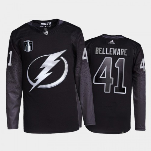 Adidas Tampa Bay Lightning #41 Pierre-Edouard Bellemare Men’s 2022 Stanley Cup Final Patch Alternate Authentic NHL Jersey – Black Men’s