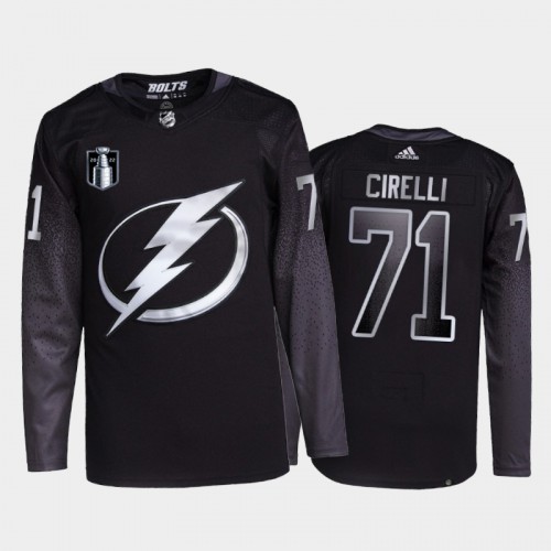 Adidas Tampa Bay Lightning #71 Anthony Cirelli Men’s 2022 Stanley Cup Final Patch Alternate Authentic NHL Jersey – Black Men’s