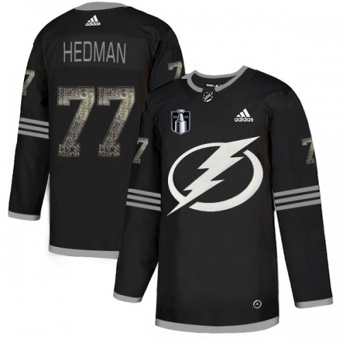 Adidas Tampa Bay Lightning #77 Victor Hedman Black 2022 Stanley Cup Final Patch Authentic Classic Stitched NHL Jersey Men’s
