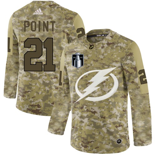 Adidas Tampa Bay Lightning #21 Brayden Point Camo 2022 Stanley Cup Final Patch Authentic Stitched NHL Jersey Men’s->tampa bay lightning->NHL Jersey
