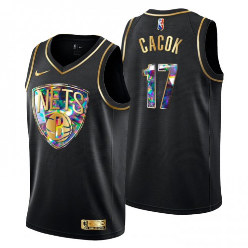 Brooklyn Brooklyn Nets #17 Devontae Cacok Men’s Golden Edition Diamond Logo 2021/22 Swingman Jersey – Black Men’s