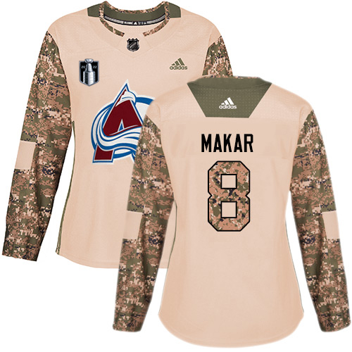 Adidas Colorado Avalanche #8 Cale Makar Camo Authentic Women’s 2022 Stanley Cup Final Patch Veterans Day Stitched NHL Jersey Womens