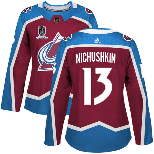 Adidas Colorado Avalanche #13 Valeri Nichushkin Burgundy Women’s 2022 Stanley Cup Champions Burgundy Home Authentic Stitched NHL Jersey Womens
