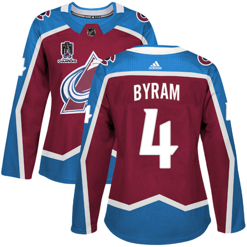 Adidas Colorado Avalanche #4 Bowen Byram Burgundy Women’s 2022 Stanley Cup Champions Burgundy Home Authentic Stitched NHL Jersey Womens