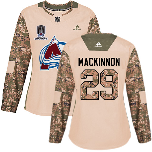 Adidas Colorado Avalanche #29 Nathan MacKinnon Camo Authentic Women’s 2022 Stanley Cup Champions Veterans Day Stitched NHL Jersey Womens
