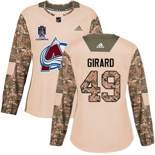 Adidas Colorado Avalanche #49 Samuel Girard Camo Authentic Women’s 2022 Stanley Cup Champions Veterans Day Stitched NHL Jersey Womens