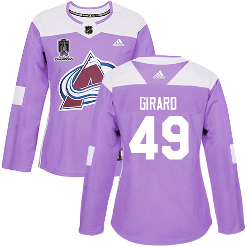 Adidas Colorado Avalanche #49 Samuel Girard Purple Women’s 2022 Stanley Cup Champions Authentic Fights Cancer Stitched NHL Jersey Womens