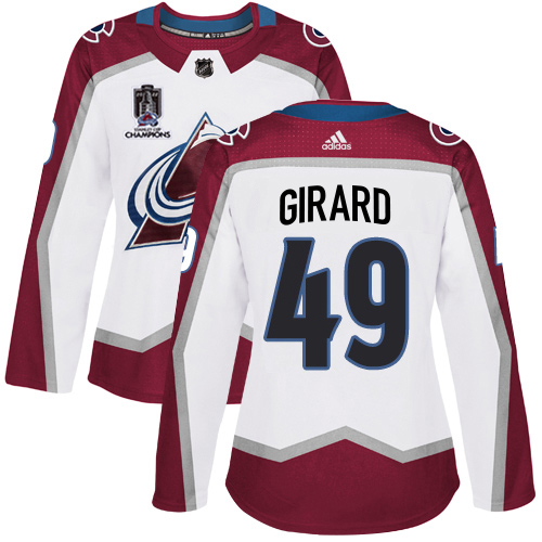 Adidas Colorado Avalanche #49 Samuel Girard White Women’s 2022 Stanley Cup Champions Road Authentic Stitched NHL Jersey Womens