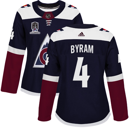 Adidas Colorado Avalanche #4 Bowen Byram Navy Women’s 2022 Stanley Cup Champions Alternate Authentic Stitched NHL Jersey Womens