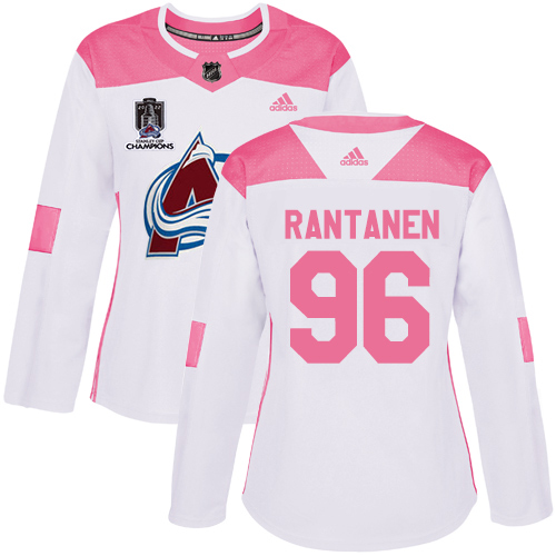 Adidas Colorado Avalanche #96 Mikko Rantanen White/Pink 2022 Stanley Cup Champions Authentic Fashion Women’s Stitched NHL Jersey Womens