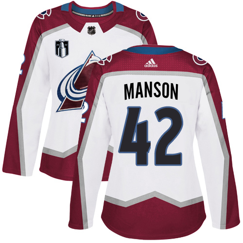 Adidas Colorado Avalanche #42 Josh Manson White Women’s 2022 Stanley Cup Final Patch Road Authentic Stitched NHL Jersey Womens