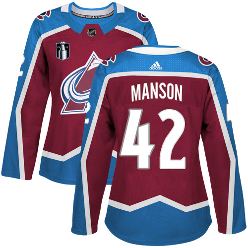 Adidas Colorado Avalanche #42 Josh Manson Burgundy Women’s 2022 Stanley Cup Final Patch Home Authentic Stitched NHL Jersey Womens