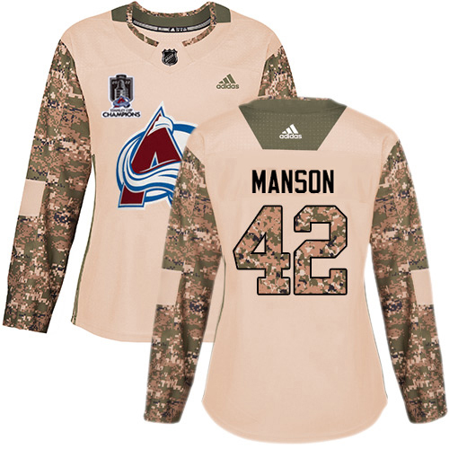 Adidas Colorado Avalanche #42 Josh Manson Camo Authentic Women’s 2022 Stanley Cup Champions Veterans Day Stitched NHL Jersey Womens