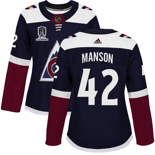 Adidas Colorado Avalanche #42 Josh Manson Navy Women’s 2022 Stanley Cup Champions Alternate Authentic Stitched NHL Jersey Womens