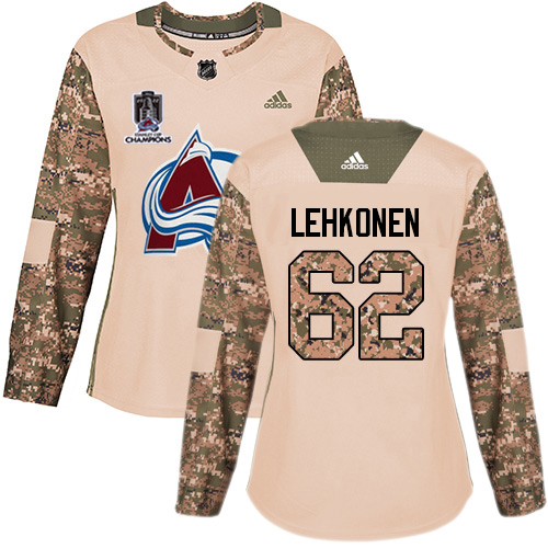 Adidas Colorado Avalanche #62 Artturi Lehkonen Camo Authentic Women’s 2022 Stanley Cup Champions Veterans Day Stitched NHL Jersey Womens