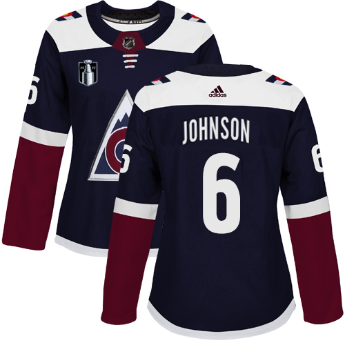 Adidas Colorado Avalanche #6 Erik Johnson Navy Women’s 2022 Stanley Cup Final Patch Alternate Authentic Stitched NHL Jersey Womens