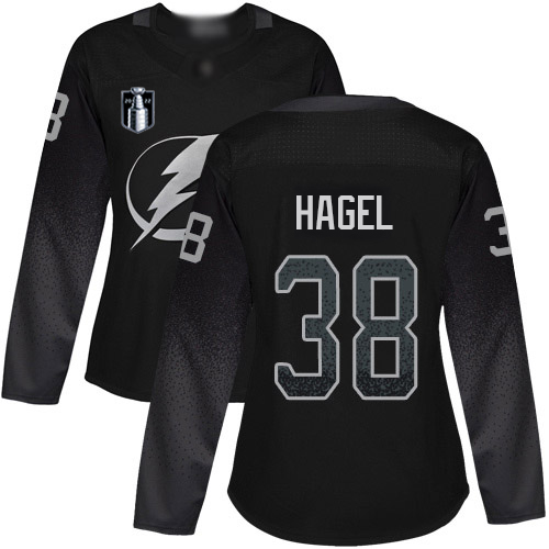 Adidas Tampa Bay Lightning #38 Brandon Hagel Black Women’s 2022 Stanley Cup Final Patch Alternate Authentic Stitched NHL Jersey Womens